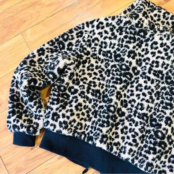 New York Company Fleece Sherpa cheetah animal print jacket coat winter m…